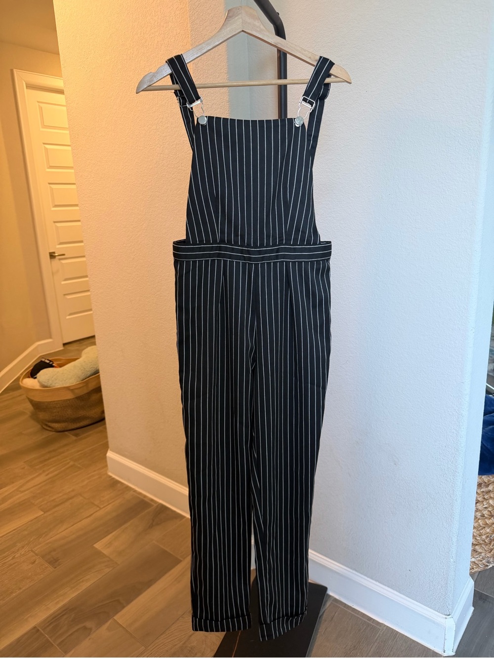 Revolve Lioness Black Pinstripe Overall Jumpsuit S MSRP:$80